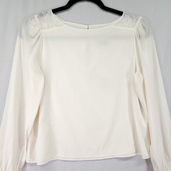 Alice And Olivia Silk Blouse Size Small Ivory With Lace Trim Long Sleeve Lux - Picture 12 of 16